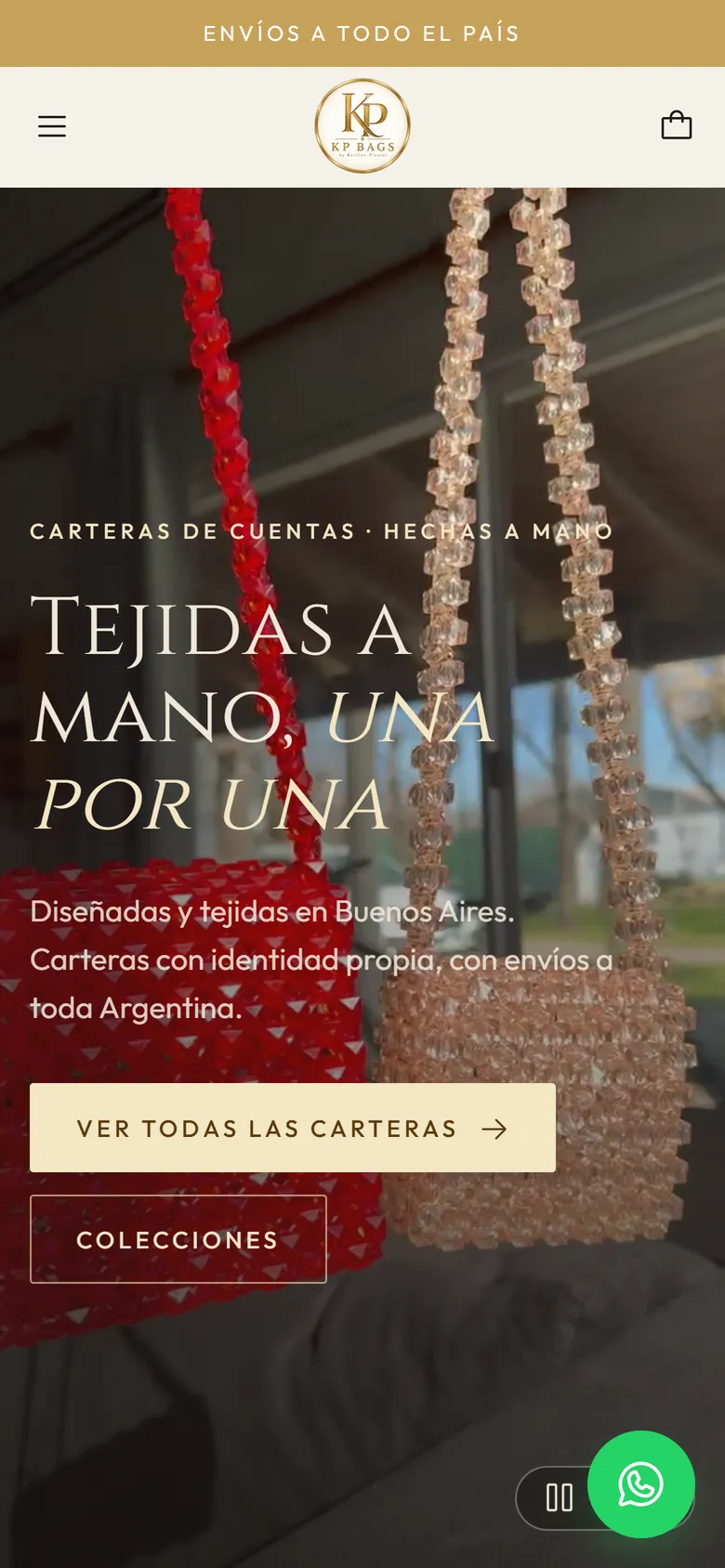 Web de KP Bags en celular