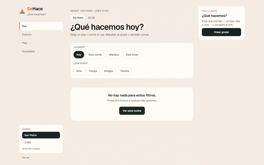 SeHace, captura de la web